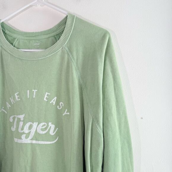 Aerie Take It Easy Tiger Green Oversized Crewneck Pullover Sweatshirt Small - Picture 5 of 8